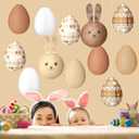Bencailor 16 Pcs Easter Party Decorations Eggs Bunny Paper Lanterns Set Spring Easter Hanging Lantern Decor for Home Indoor Outdoor Ceiling Decor Spring Birthday Party Supplies(Brown, Khaki)