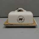 Creative Co-Op Stoneware Butter Dish with Cow Decal