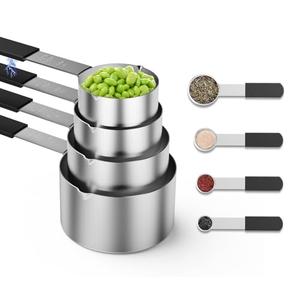 Mage Crab Magnetic Stackable Stainless Steel Measuring cups and spoons set,4 Magnetic measuring cups,4 magnetic measuring spoons