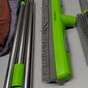 Carpet Rake,Rubber Broom for Pet Hair Removal with 61" Long Handle,2 Microfiber Cloths, Built-in Squeegee & Pet Brush, 4 in 1 Hair Remover for Rugs, Carpets,Tiles,Couches - Green