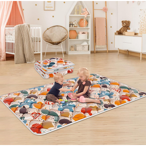 Baby Play Mat for Floor Tummy Time Mat Nursery Rug Muscle Mat Area Rug Playroom Rug Tatami Mat 6'7"x4'11" Memory Foam 1.3" Thick Crawling Mat for Babies,Toddlers, Infants, Kids,Floor Mat(Grey)