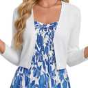GRACE KARIN Cropped White Cardigan Sweaters for Women 3/4 Sleeve Lightweight Shrug Dressy Casual Open Front Jacket Summer Outfits XL