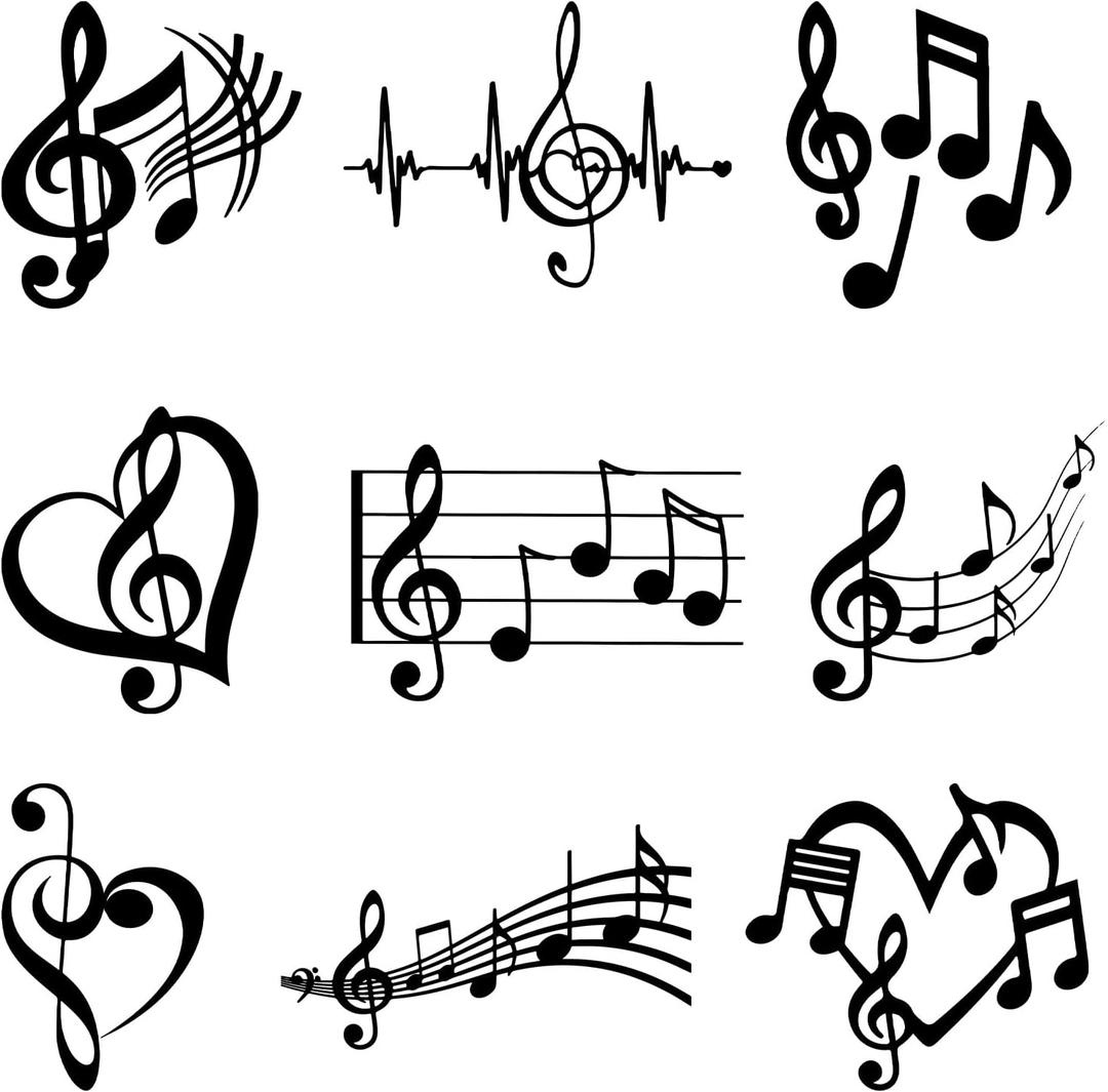 9pcs Music Note Silhouettes Iron on Transfer Patches for Clothing DIY Washable Iron on Stickers for Clothes Heat Transfer Vinyl Decals Appliques