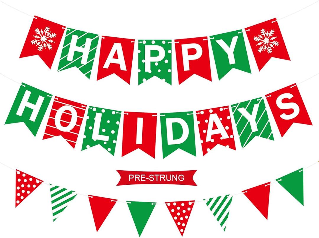 Gifloon Happy Holidays Banner, Christmas Banner for Fireplace Xmas Party Decorations, Holiday New Year Decor