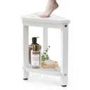 BEKVEM HDPE Shower Foot Rest 14in, Waterproof Shower Stool for Inside Shower, Corner Shower Seat Chair for Shaving Legs in Bathroom, Shower Bench Table with Storage Shelf for Small Space, White