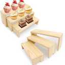 4-Piece Wood Display Risers Set -Rectangular Stands, Layered Aesthetic Shelves for Cupcakes, Jewelry, Craft Displays, Ideal for Funko Pops, Tabletop Exhibits, & Vendor Displays