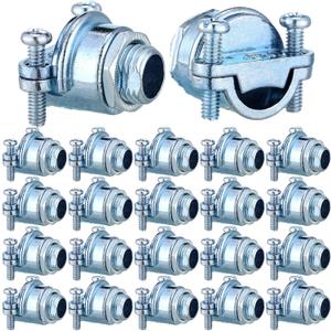 10 Pcs Nm Clamp Type Cable Connectors 1/4 Inch Metal Electrical Box Connectors Wire Clamps for Metallic Conduit Protect Cables Silver, Zinc Alloy