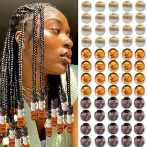 NAISKA 60Pcs Hair Beads for Braid 3 Color Hair Jewelry Braids Loc Dreadlock Accessories Hair Tube Decoration Cute Braids Decoration Jewelry Making Kit Braid Clips for Women and Men