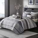 Madison Park King Quilt Set Lustrous Jacquard & Glitter Accent Coverlet Set - All Season, Lightweight Quilt Set, Shams, Decorative Pillow, King/Cal King Chevron Grey/Taupe