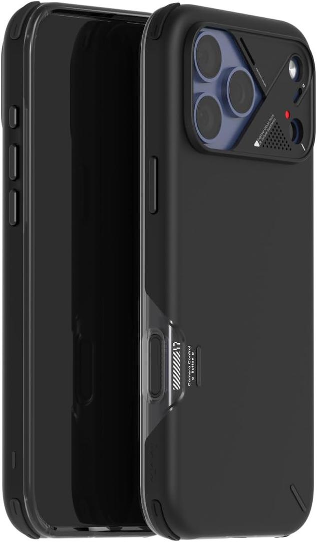 Aulumu A17 Shockproof iPhone 17 Pro Max Case | with Camera Control | CoolHyper | Aluminum Alloy Camera Frame | Multi-Layer Composite Protection - Black