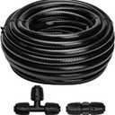 40 FT 1/2 inch Drip Irrigation Tubing Main Line Hose Tube for Garden Irrigation System (Includes 1/2" Straight Connector and 3-Way Connector)