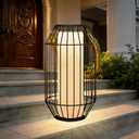 pearlstar Solar Lanterns Outdoor Waterproof Dual Charging (USB/Solar) Hanging Lantern Large Metal Floor Lamp for Patio Table Outside Porch Yard Garden Pool Decor
