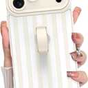 KANGHAR Compatible with iPhone 17 Pro Case 2025, Silicone Stripes Cute Pattern, Wristband Kickstand Camera Protection Soft Slim Cover for Girls Women, White