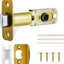 Antique Brass Adjustable Door Latch 60 or 70mm, 45 Turning Angle, Door Lock Replacement Parts with Door Strike Plate, Wood Dowel, Dust-Boxes