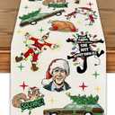 Christmas Vacation Table Runner Red and Green Vaction Xmas Table Cover Winter Seasonal Holiday Decor Merry Christmas Decorations for Home Party (13"x48", White)