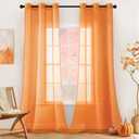 MIULEE Solid Color Sheer Curtains 84 Inches Long 2 Panels Set - Fall Elegant Lightweight Grommet Light Filtering Window Voile Panels/Drapes/Treatment for Bedroom Living Room W42 x L84 Inch, Orange