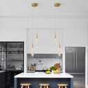 LMQNINE Pendant Lights Kitchen Light Fixtures Dimmable LED Modern Gold Pendant Light Mini Teardrop Crystal Pendant Lighting for Kitchen Island Bedroom Hallway Entryway (2-Light)