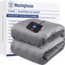 Westinghouse Electric Blanket Full Size, Super Cozy Soft Flannel 80"" x 84"" Heated Blanket with 10 Fast Heating Levels & 112 Auto Off, Machine Washable, ETL&FCC Certification, Light Grey