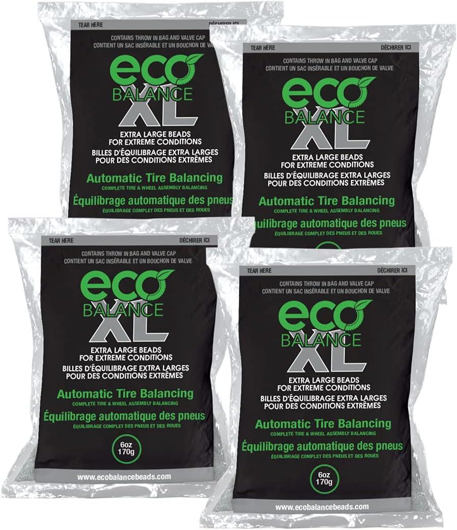 ECO Balance 06-ECOXL4 ECO XL Extreme Condition Tire/Wheel Balancing Beads - Off-Road Vehicles, Light Duty Truck Tires, (4) 6oz Balance Bead Bags, (4) Valve Caps