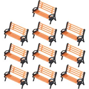 Miniature Bench, Mini Village Garden Chair Model Dollhouse Accessories Train Platform Bench Toys Landscape Decor Christmas Desktop Ornaments Party Favors(10PACK)