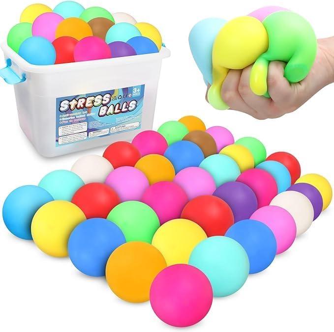 40Pcs Stress Balls-Squishy Stress Balls Bulk-Treasure Box Toys-Fidgets Prizes Bulk-Sensory Balls-Stress Balls for Adults -Classroom Prize-Goodie Bag Stuffers, Sensory Toys (40pack Stress Balls)