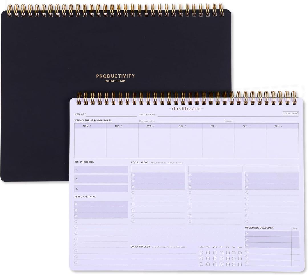 Weekly Academic Planner for Student - 54 Weeks Spiral Dashboard Desk Pad Is The Perfect Organizer for Managing Your School & Personal Life - Study Planner for Year Productivity