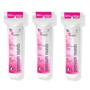 Swisspers Premium Cotton Rounds, Dual Sided Pads - 100 Pads (Pack of 3) - 100% Pure Chlorine-Free Cotton, Hypoallergenic & Dermotologist Tested - Cotton Pads for Makeup & Nail Polish Removal