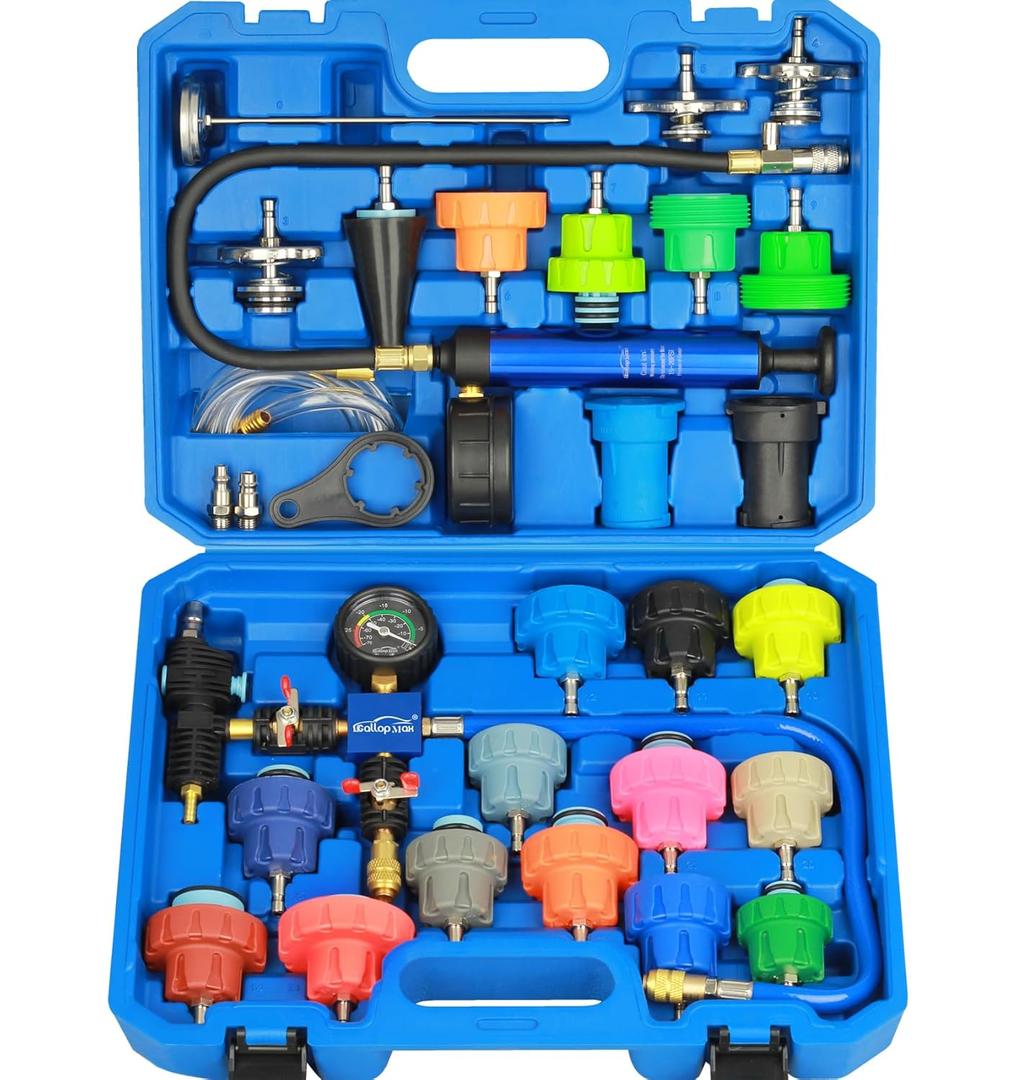 Radiator Pressure Tester Kit Coolant Pressure Tester Set with 31 PCS Universal Adapters Automotive Vacuum Type Coolant Refill for Vehicle
