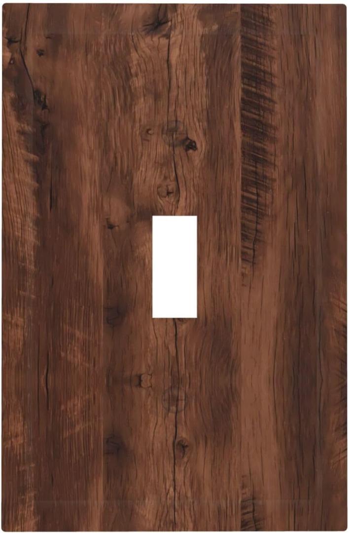 Rustic Brown Wood Grain Vintage Light Switch Cover 1 Gang Single Toggle Wall Plate Decorative Electrical Switchplate Faceplate for Bathroom Kitchen Bedroom Decor 5 * 3 In