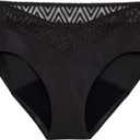 THINX Period Underwear, Comfort-Stretch Hip Huggers, Holds Up to Regular 12 Tampons*, Period Panties, Menstrual Underwear for Women, Leakproof & Reusable, Black with Lace, M