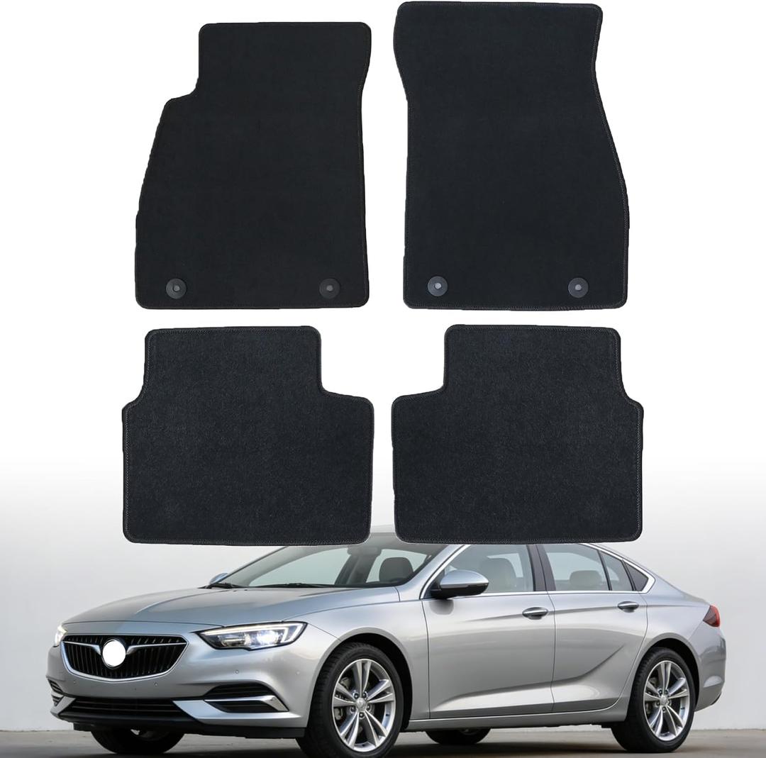 GXARTS 4PCS Car Floor Mats Carpet Floor Liners Compatible with Buick Regal 2011 2012 2013 2014 2015 2016 2017,Velour Interior Accessories Full Set for All Weather Protection (Black)
