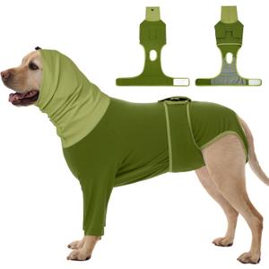 FUAMEY Dog Onesie for Surgery, Surgical Suit for Dogs Female Spay, Cone of Shame Alternative for Dogs, Turtle Neck Body Suit, No Lick Neutering Recovery for Male Doggie, Bull Terrier (Green, L) 