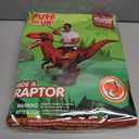 Spooktacular Creations Adult Inflatable Dinosaur Costume, Riding a Raptor, Printing T-rex Air Blow-ups with Light Eyes (Red)