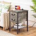 VECELO End Tables,Narrow Nightstands with Charging Station & USB Ports &Drawers,Night Stand for Living Room, Bedroom,Dust Grey, 2 pack