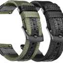 Compatible with Samsung Galaxy Watch 46mm Bands 2019/Galaxy Watch 3 45mm/Gear S3 Frontier Classic Band, 22mm Nylon Sports Replacement Strap Wristband for Men Women, 2 Pack