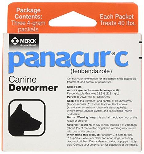 Panacur C Canine Dewormer (Fenbendazole), 4 Gram, 3 Count (Pack of 1), Red, EXP: 2027/06