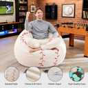 Sports Baseball Bean Bag Chair - Giant Bean Bag Chairs for Adults and Kids - Oversized Bean Bag Sofa Couch with Filler - Plush BeanBag Furniture for Living Room Bedroom Dorm Office - 44 Inch