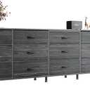 Huuger 86.6 Inch Dresser for Bedroom, TV Stand for 65, 75, 85 Inch TV, 15 Fabric Drawer Long Dresser, Large Entertainment Center for Bedroom, Wide Chest of Drawer with Storage, Charcoal Black, 11.8"D x 86.6"W x 26.8"H