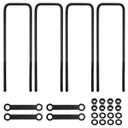 16 inch Square Bend U-Bolt Kits, Heavy Duty Steel Square U-Bolts with 6 inch Tie Plates for Truck Chassis