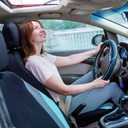 Car Pass Colour Piping Leather Universal Fit Steering Wheel Cover,Perfectly fit for 14.5-15 inches for Various Vehicles SUVs,Vans,Sedans,Cars (Black & Mint)