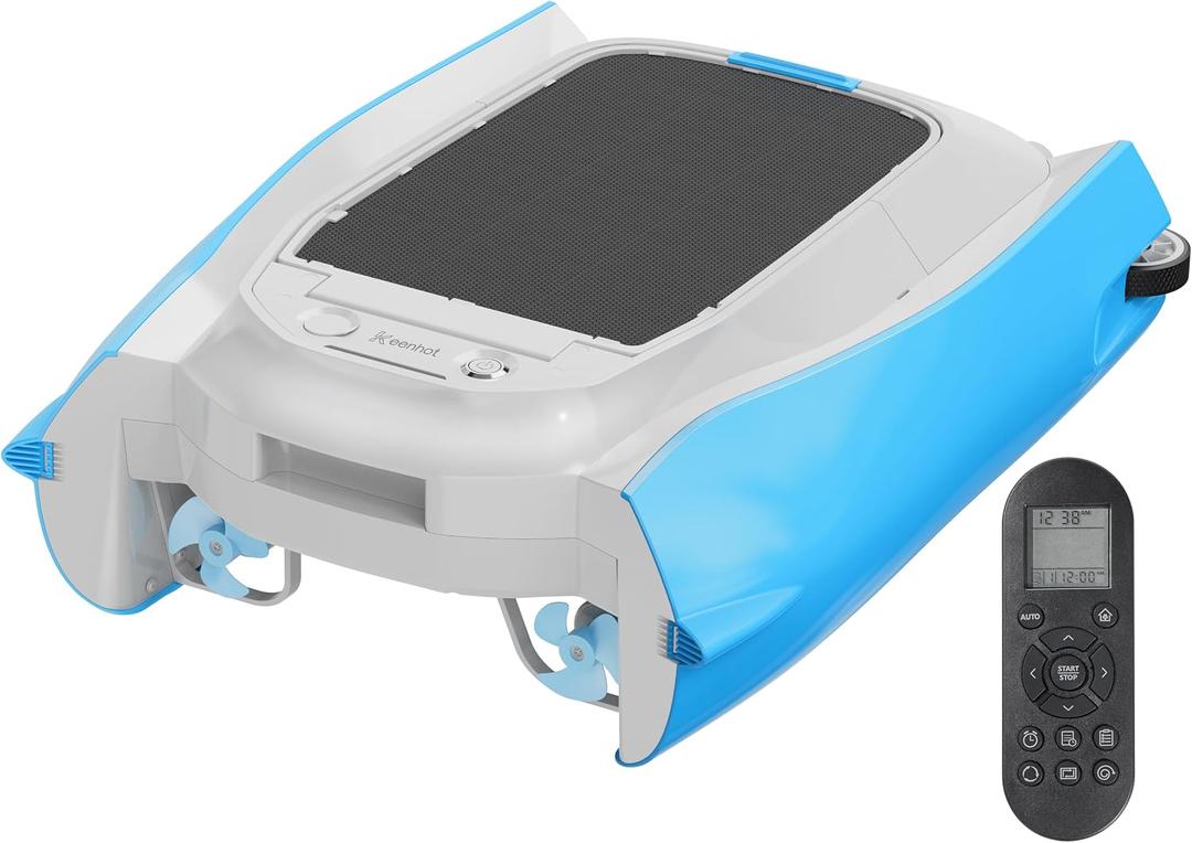 Keenhot Solar Powered Robotic Pool Surface Skimmer Cleaner, Automated Pool Skimmer with 24/7 Continuous Cleaning Dual Charging Modes Smart Obstacle Avoidance Ideal for Most Swimming Pool Types