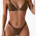 QJQ Women's 2 Piece Cheeky Bikini Sets Tie Back Ring Linked Brazilian Swimsuit Sexy Triangle Bathing Suit S