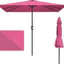 6.5' x 10' Rectangular Patio Umbrellas for Outdoor, Outdoor Table Umbrella, Large Outdoor Patio Umbrellas with 6 Sturdy Ribs for Pool, Garden, Deck & Market (Rose Pink)
