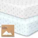 2-Pack Crib Sheets for Boys, Girls - Viscose Derived from Bamboo Fitted Crib Sheet, Organic Baby Crib Sheets, Crib Mattress Sheet, Toddler Bed Sheets, Baby Sheets for Crib Fitted Sheets(Jolly Rainbow)
