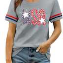 4th of July Shirts USA Shirt: American Flag Shirt Women Oversized - Patriotic Tshirt - USA Stars Stripes Tee Tops S