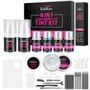 Upgraded Lash Lift & Brow Lamination 6 IN 1, Instant Eyebrow Lamination Kit for Trendy Fuller, Quick Curling Perming & Voluminous Lashes with All Tools, Eyelash Perm Kit for Salon & Home Use (black+dark brown)