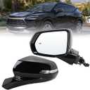 Left Driver Side Mirror Compatible With 2019-2026 Chevy Blazer With Manual Folding Power Glass Heated Turn Signal Mirror Memory Blind Spot Black Replace#84698493(14Pins)