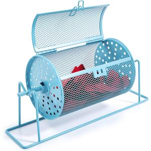 Teenyyou 7.09" X 4.72" Small Raffle Drum Upgraded Ticket Spinner Holds 600 Tickets Raffle Wheel Spinner with Stand Drum Cage for Games Events(Blue)