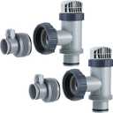 Saillong 2 Pcs Pool Plunger Valve and 1.25" to 1.5" Type B Hose Adapter Compatible with Intex Pool Replacement Parts, Shut off Valve Parts with Gaskets for Above Ground and Sand Filter Pump