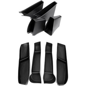 8PCS Door Tray Organizer with Handle Pockets for Tesla Model Y Accessories 2020 2021 2022 2023 Front & Rear Car Door Side Slot Tray Organizer Storage Box Black
